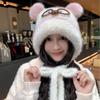 Japanese Style Cute Plush Hat: Women's Warm Knitted Beanie for Autumn/Winter