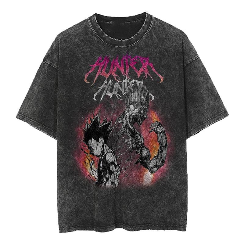 Graphic Vintage Acid Wash Cotton Tees for Men Women Casual Oversized TShirt Summer Workout Fitness Short Sleeve Tops Streetwear