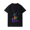 Pánská trička s potiskem Evangelion nadměrných velikostí Bavlněné topy Letní Anime Neformální Černá trička