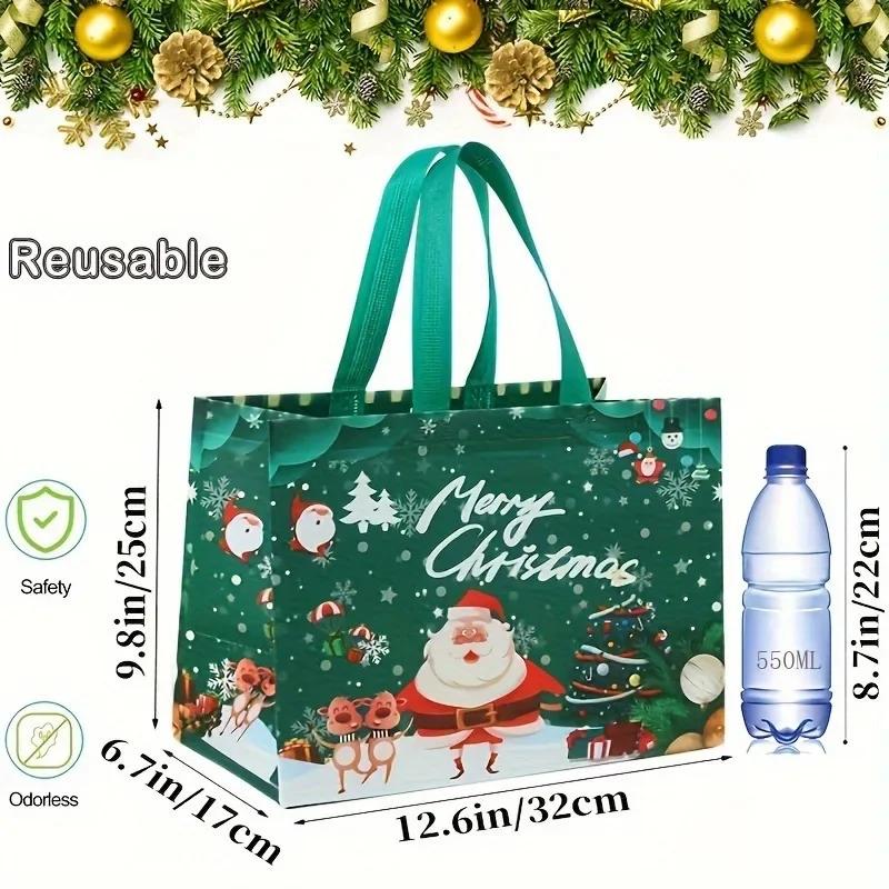 Christmas Reusable Gift Bags with Handles Non-wove Christmas Tote Bags Treat Bags Gifts Wrapping Shopping Xmas Party Decor