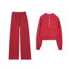 LULU Women's Half-Zip Hooded Loose Sweatshirt Cardigan with Velvet Scuba Jacket Style