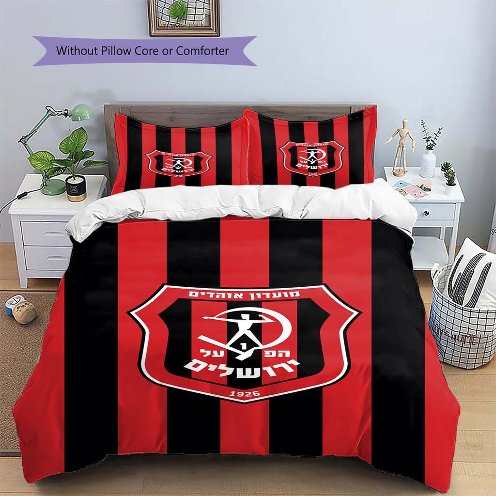 Hapoel Jerusalem Pattern Bedding Set Quilt Cover Pillowcase Home Decor Gift (1 * duvet cover + 2 * pillowcase, without core)