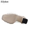 Fashion Eilyken New Design PVC Transparent Rhinestone Platform Women Pumps Fashion Peep Toes Cover High Heel Party Wedding Female Shoes