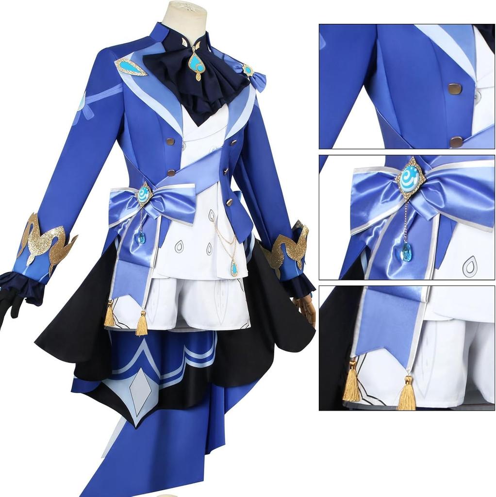 Genshin Impact Cosplay, Focalorus, Freena, and Furus, Full Costume Set with Wig, Adult Costume, Unisex, for School Festivals (Focalorus, Size M)