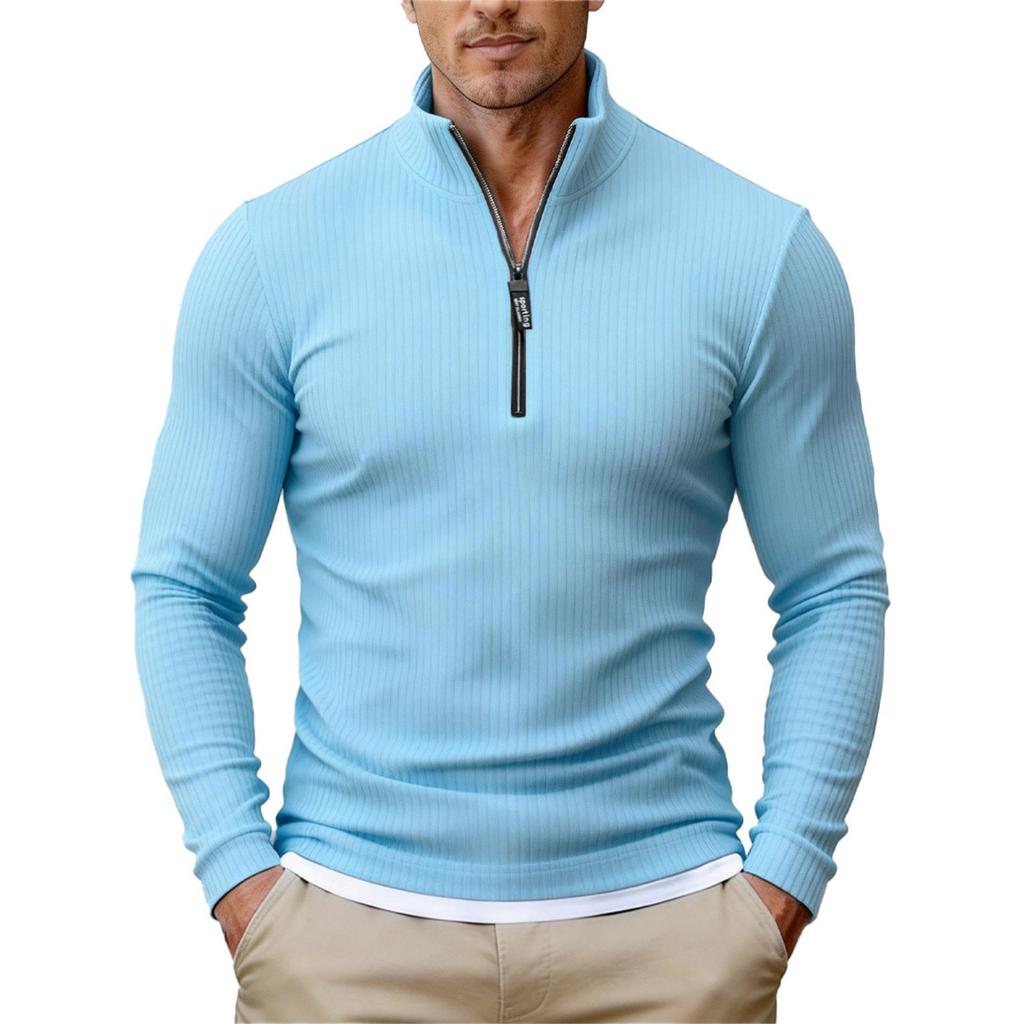 Herren Minimalistische Halb-Reißverschluss Stehkragen Strickpullover, Lässige Vielseitige Oberteile