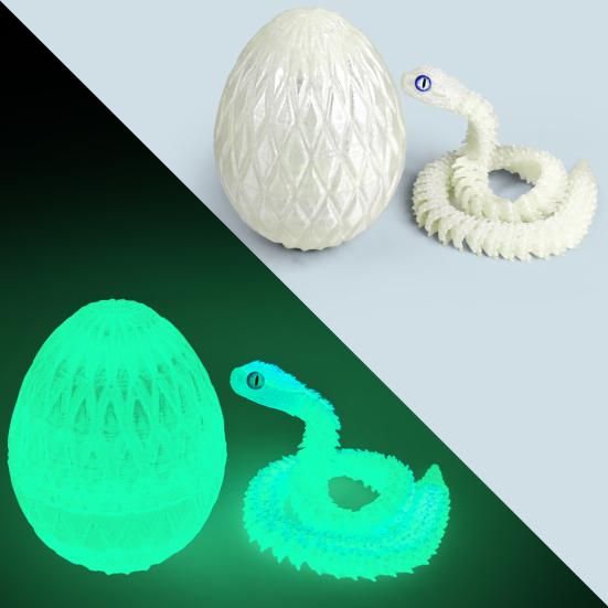 3D Printed Snake Egg Figurine Movable Joints Snake Figure Desk Fidget Toy Egg with Articulated Snake Inside Decoration Ornament