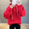 Hooded sweater women's autumn and winter raw loose girlfriends clothes fleece thickened top