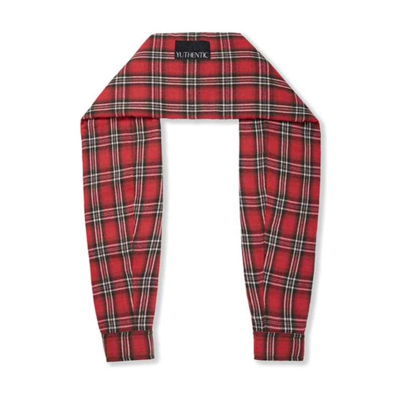 YUTHENTIC Check Sleeve Muffler Red Check AX5XF85068