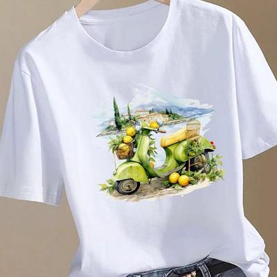 (Dimensione asiatica) dolce acquerello carino Moda Donna Stampa Abbigliamento Femminile T Shirt Tee Top Donna Manica Corta Magliette Grafiche