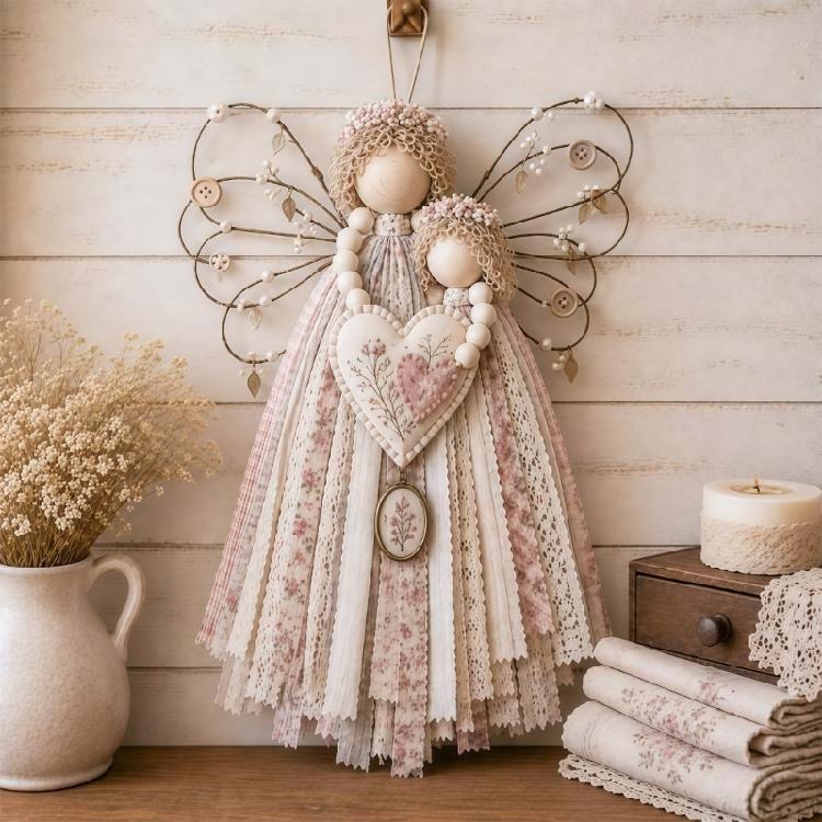 Angel Hanging Display Set for Indoor Rooms, Fabric Body Panels, Wire Outline and Hanging Cord Included for Use