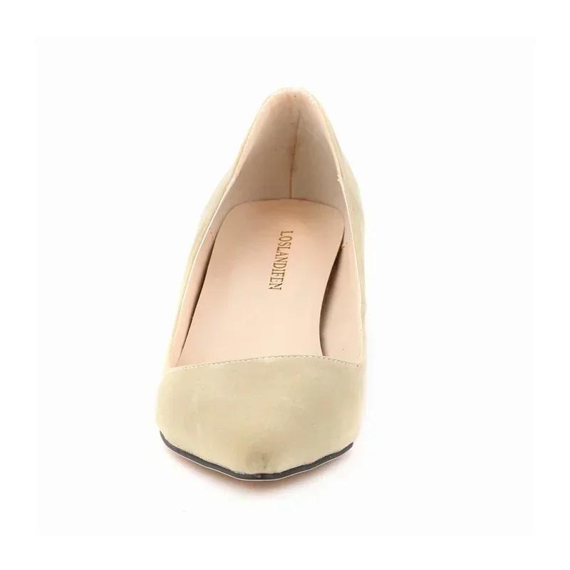 Taglia Grande Donna Décolleté Tinta Unita Classiche Tacco Basso Alto 5cm Traspiranti Slip-on Punta a Stiletto Scarpe da Lavoro da Sposa