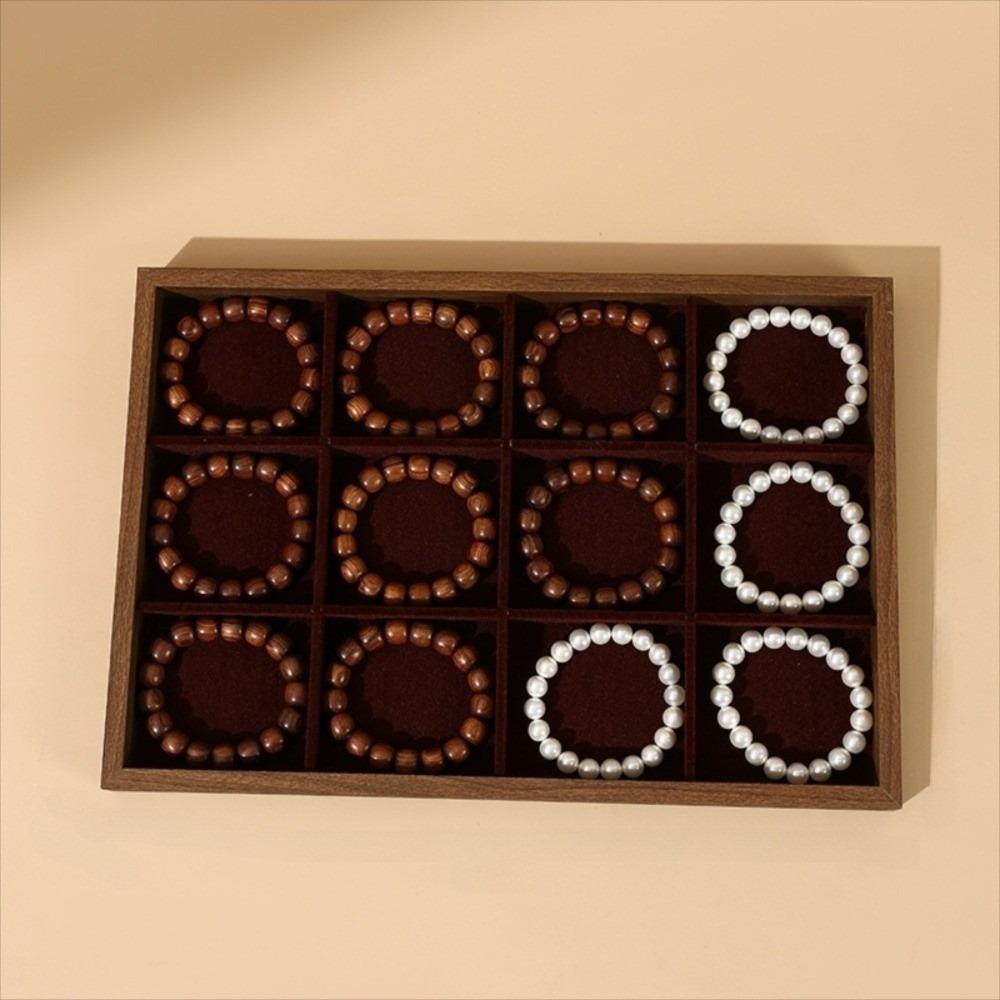 Flat Bottom Wood Velvet Jewelry Pallet Stackable Jewelry Drawer Inserts Necklaces