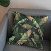 2D Golden Birds & Green Leaves Pattern Pillowcase Pattern Cushion Cover Suitable For Sofa Bedroom Car Pillow Cover