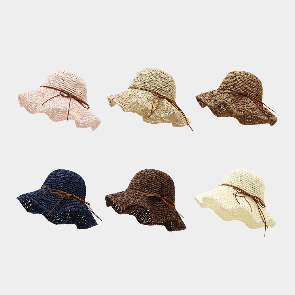 Summer Straw Hat With Wide Brim And Bow Decor For Outdoor Sun Protection