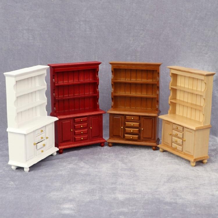 Portable 1 12 Scale Miniature Sturdy Wood Bookcase Dollhouses Furniture Three Layers Display Decoration for Kids