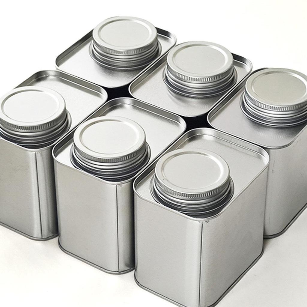 Moisture-Proof Tin Storage Jar with Threaded Lid for Coffee, Tea, Herbs, and Pet Food