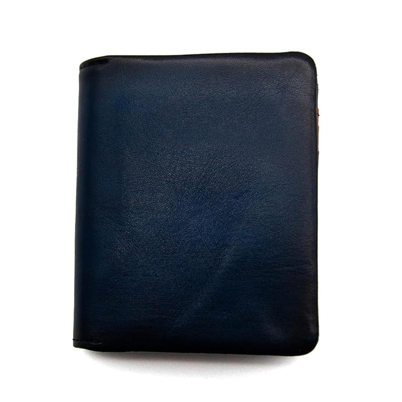 

[Lugard] Aoki bag coin purse box type bifold wallet arrow roast cowhide genuine leather men s business gift present No.2969 ([86] dark blue x camel)