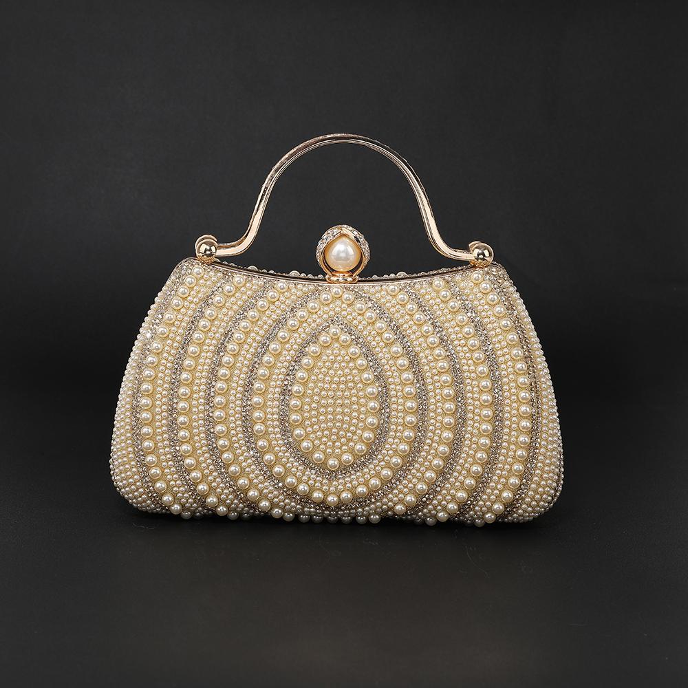 

pearl evening bag set with diamonds versatile for wedding banquet and party dresses handbag for romantic date shoulder bag