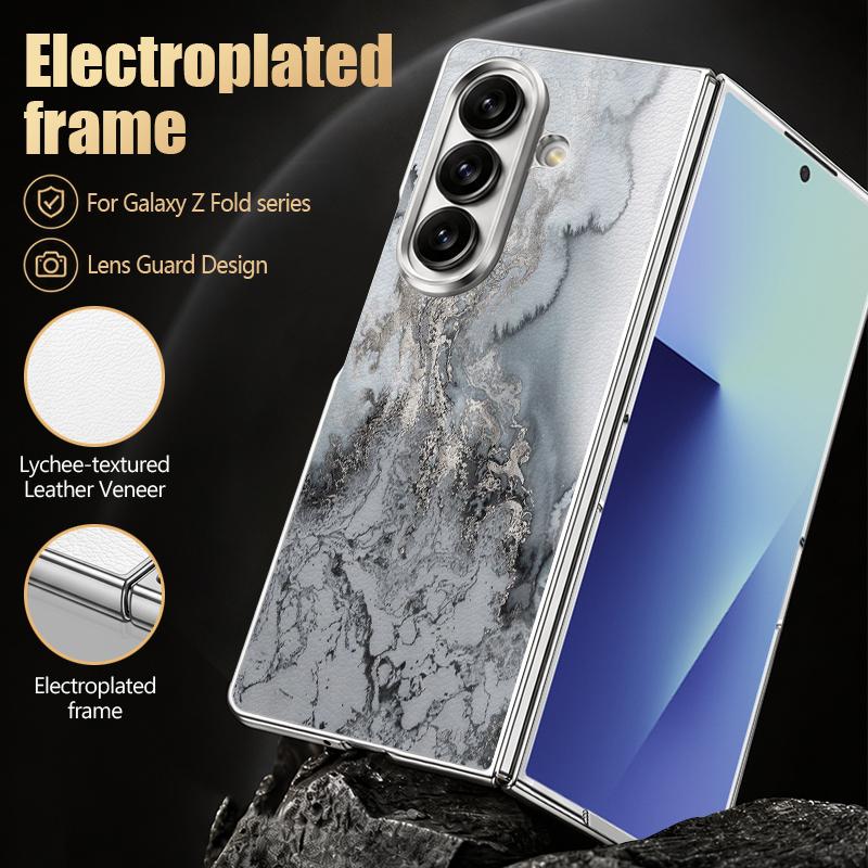 Colorful Marble Case For Samsung Z Fold 8 Ultra 7 6 5 Luxury Plating Leather Skin Hard Phone Cover For Galaxy Z Fold8 Fold7 Fold6