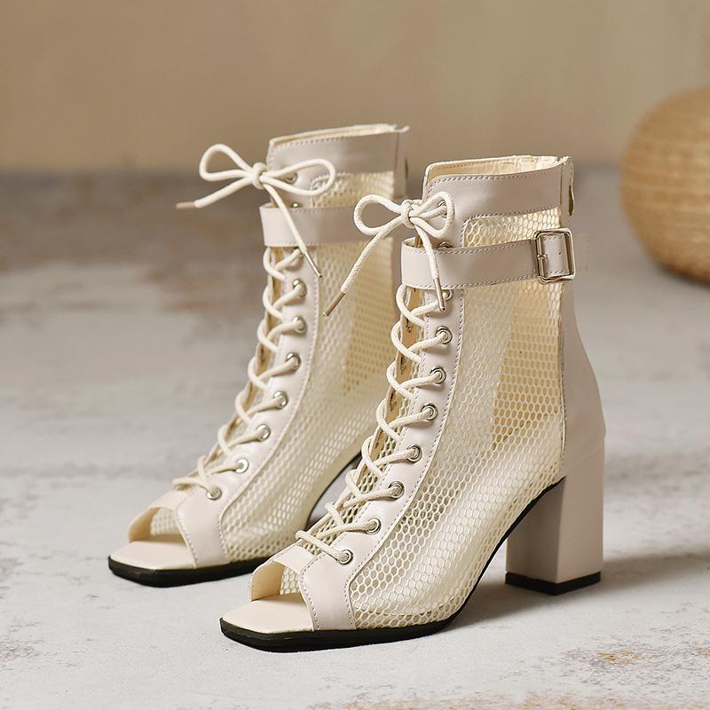Fashion New Sexy High Heels Boots Hollow-net Sandals Summer Fashion Trend Comfortable Open-toe Boots Stiletto Jazz Women Shoes