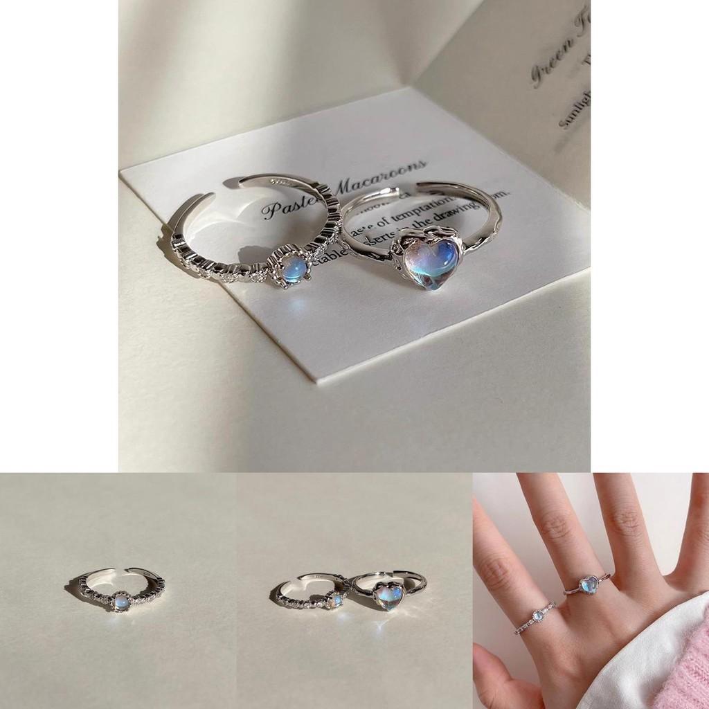 Chic Copper Adjustable Heart Design Moonstone Zirconia Ring For Stylish Women