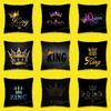 KING Queen Crown Letter Throw Pillow Case For 55x55cm 30x30cm 50x50cm 45x45cm 40x40cm Square Chair Pillowcase Case