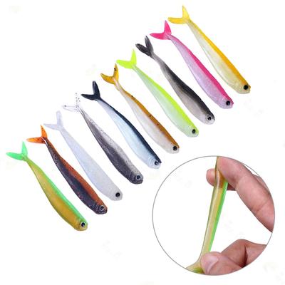 10 Pack Realistic Split Tail Soft Lures, Multi-color Mixed Swim Baits, Soft Fishing Baits, Universal Angling Accessories for Outdoor Fishing