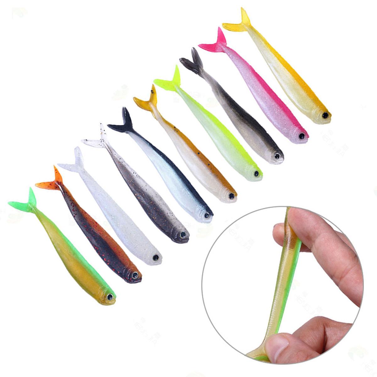 10 Pack Realistic Split Tail Soft Lures, Multi-color Mixed Swim Baits, Soft Fishing Baits, Universal Angling Accessories for Outdoor Fishing