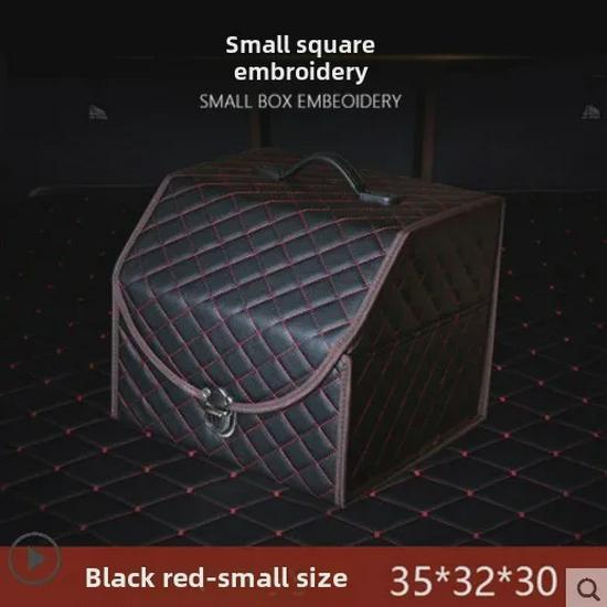 Foldable Leather Car Trunk Storage Box with Detachable Compartments