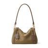 Frosted Cowhide Bowling Bag Large Capacity Commuter Versatile Boston Shoulder Crossbody Bag Deerskin Velvet Tote Women'S Bag