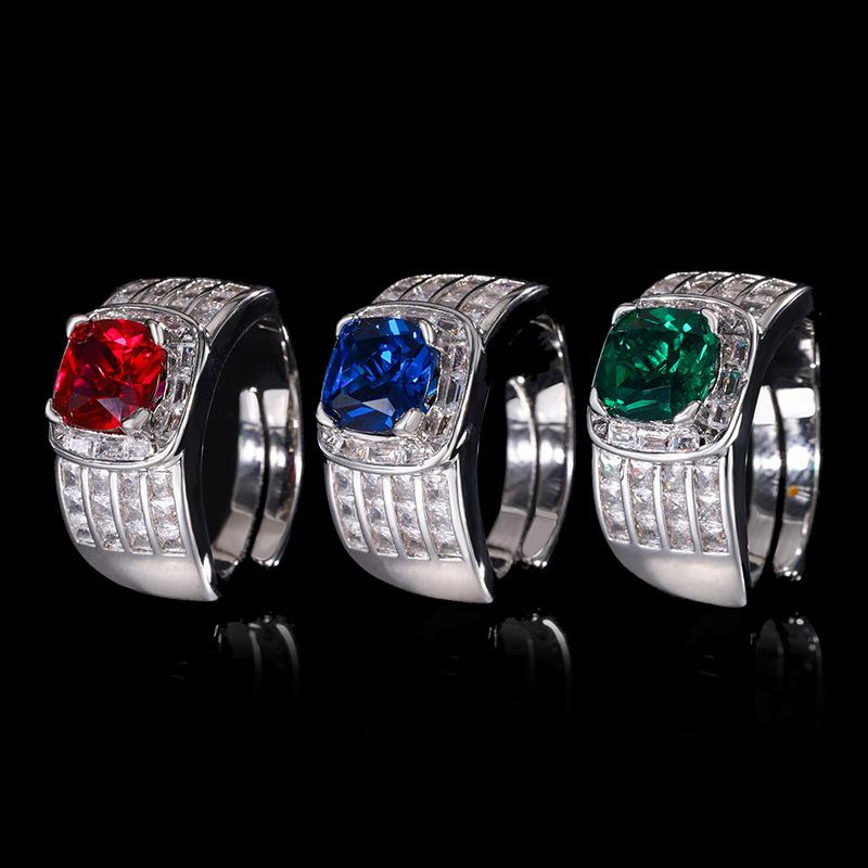 Jewelry Copper Bottom Gold-Plated Simulation Red Corundum Retro Row Ring Female 8 * 8