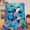 Black and white wolf in the night sky digital-printed polyester Bedroom velvet flannel soft cover blanket Fleece cover blankets