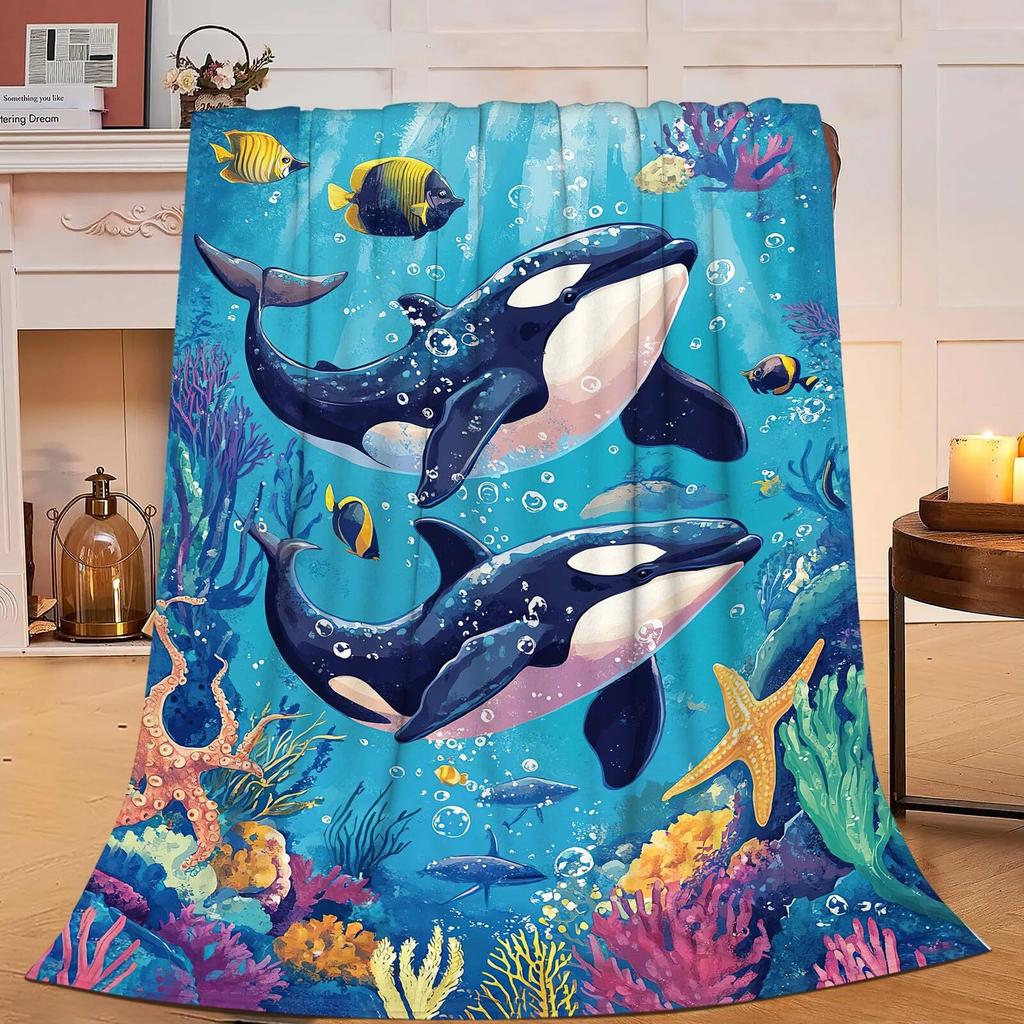 Black and white wolf in the night sky digital-printed polyester Bedroom velvet flannel soft cover blanket Fleece cover blankets