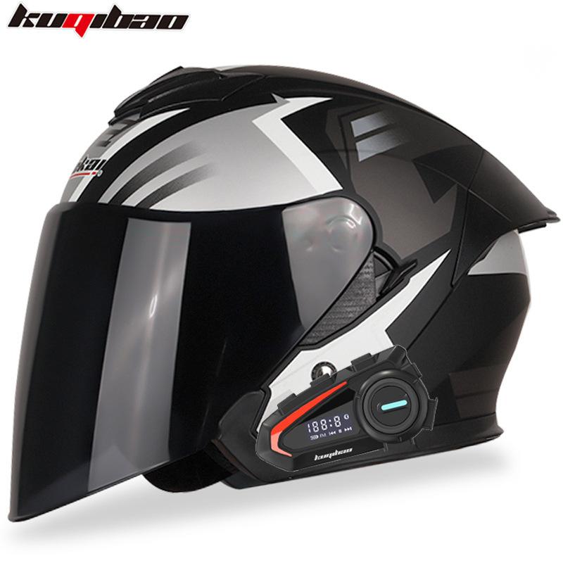 Kuqibao Dual Lens Motorcycle Bluetooth Helmet Motorcycle Helmet Half Helmet Long Range Four Seasons Universal Half Cap
