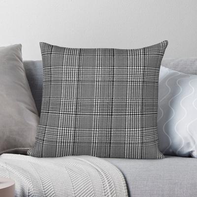 Houndstooth Plaid Square Pillowcase Polyester Linen Velvet Pattern Zip Decorative Sofa Seater Cushion Cover