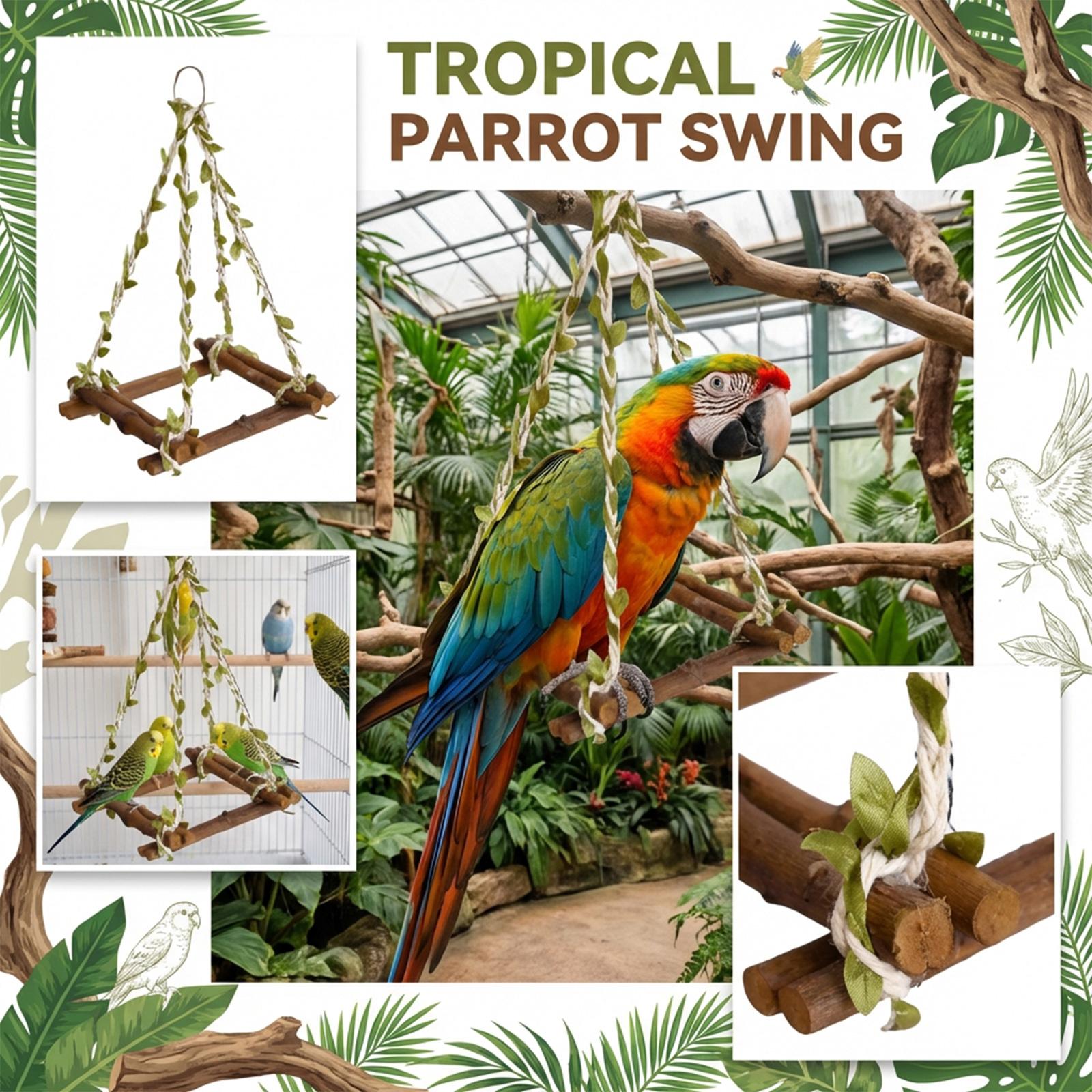 

Parrot Wooden Swing, Peony Budgie Climbing And Sharpening Toy, -bitewood Rattan Hanging Ring Interactive Play. One Size