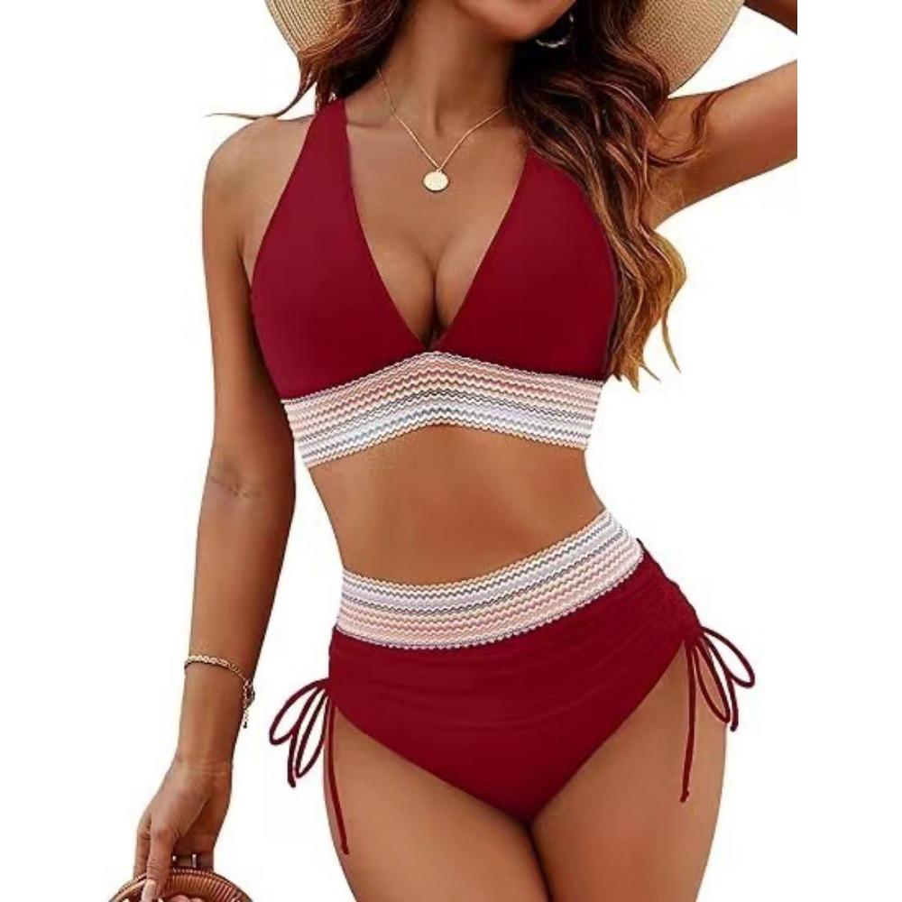 Women Bikini Sexy High Waist Bathing Suit V-Neck Beach Swimwear Female Summer Swimsuit