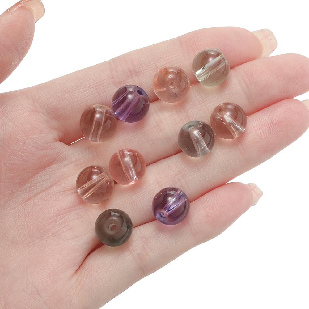 50pcs 8/10mm Transparent Glass Round Beads Colorful Spacer Loose Beads for DIY Bracelet Necklace Jewelry Making Accessories