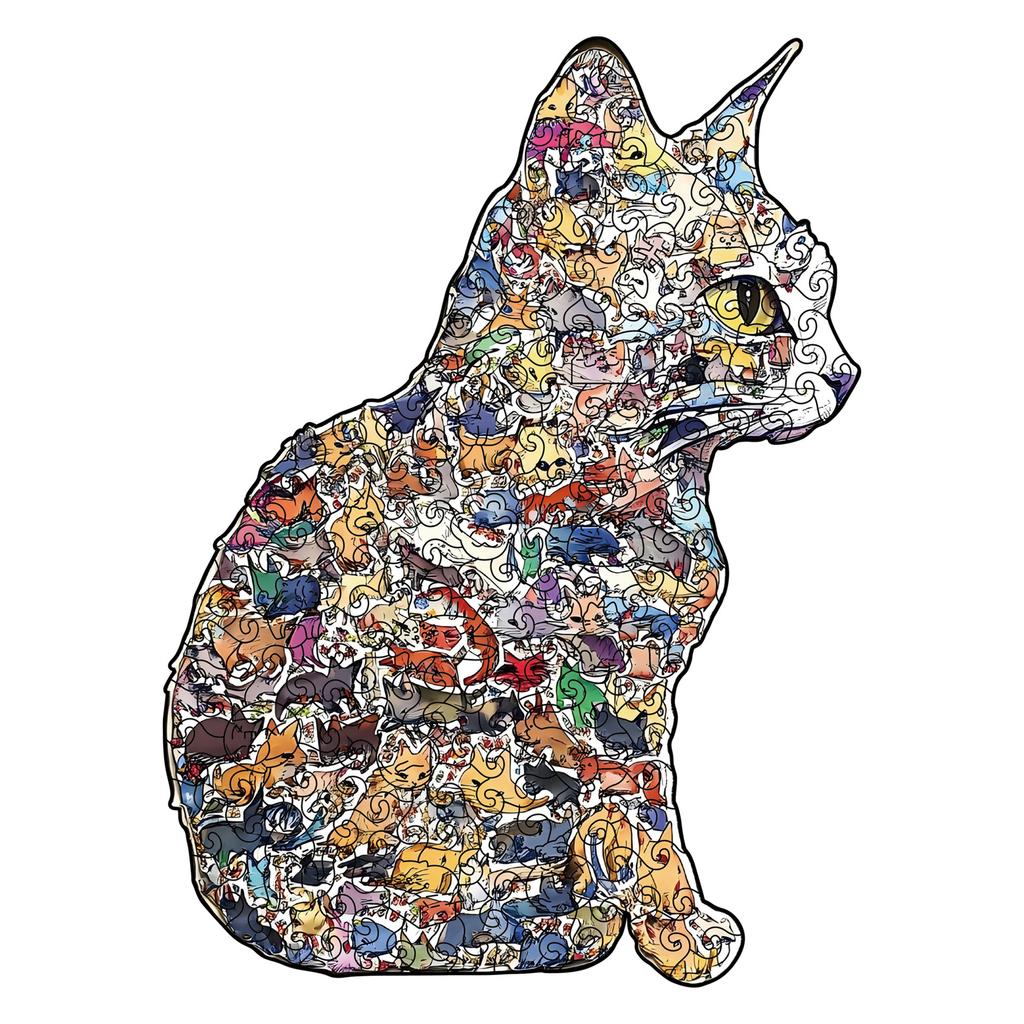 Sitting Cat Puzzle Adult High Difficulty Special-Shaped Puzzle Piggy Bank Wooden Puzzle