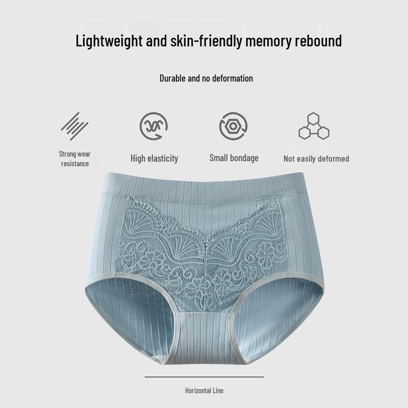 FENTENGCARE Women's High-Waist Antibacterial Cotton Briefs 3-Pack