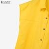 ZANZEA Women Short Sleeve Blouse and Pants Summer Two Piece Suit Sets