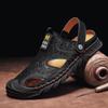 Classic Mens Sandals Summer Black Leather Male Beach Sandals Soft Comfortable Male Outdoor Beach Slippers Slip-ON Man Sandals