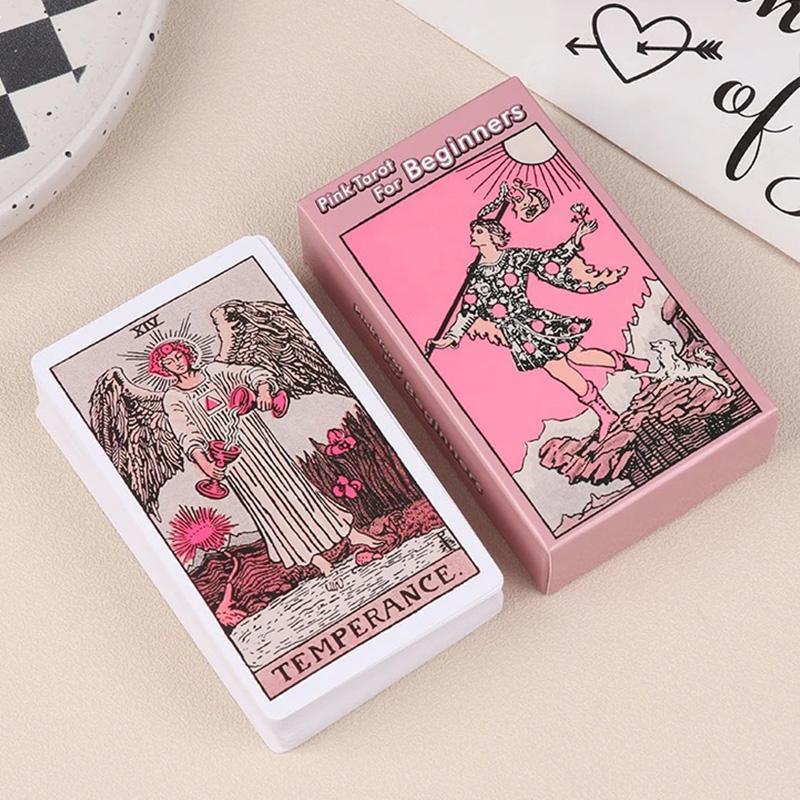 Baralho de Cartas de Tarô Rider Waite Rosa Conjunto para Iniciantes Baralho de Adivinhação Profecia Festa em Família Jogo de Tabuleiro Carta do Destino Jogo de Adivinhação