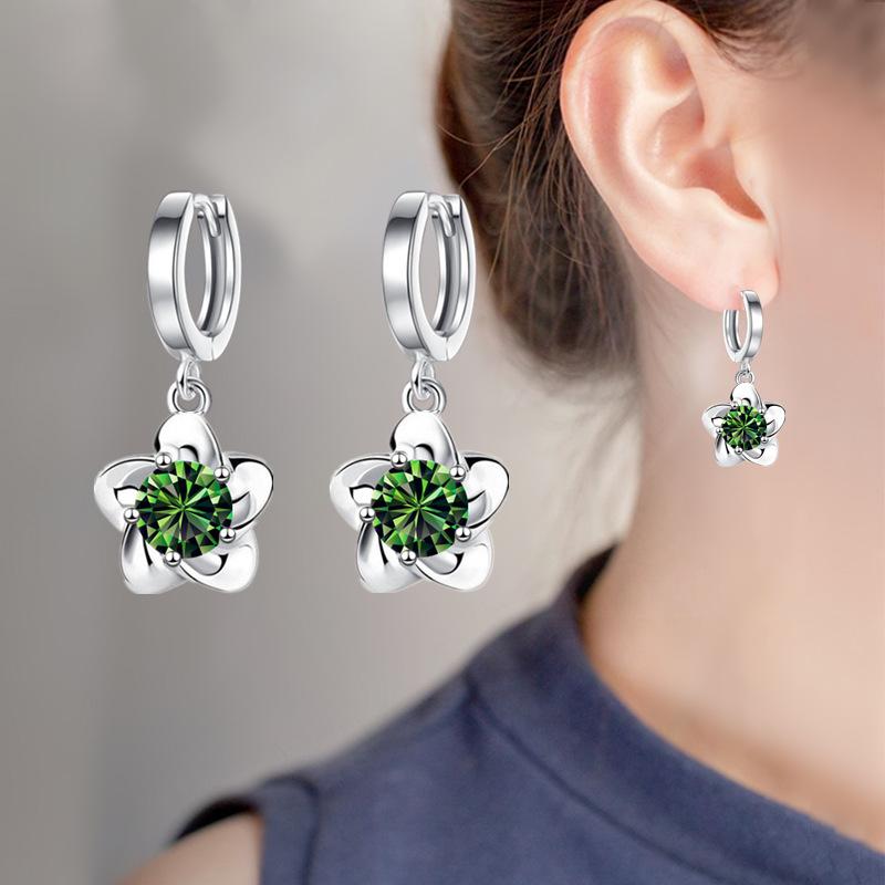 Moissanite Rhinestone Earrings with Plum Blossoms Long Earrings for Women Earrings for Women