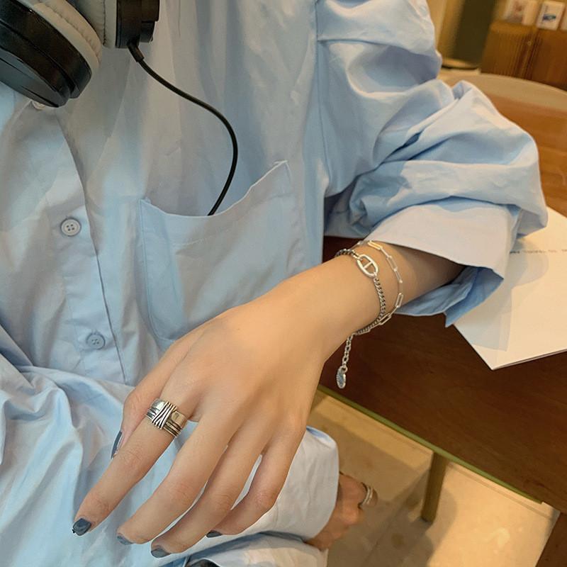Sterling 925 Stylish Silver Knot Ring For Women Korean Inspired Adjustable Design