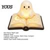 Lâmpada de Mesa Figurine Fantasma Livro Mágico Luz Noturna, Resina de Mesa Brilho Quente com Lua Luz Fofa Estrela em Relevo, Mesinha de Cabeceira para Dormir para Crianças