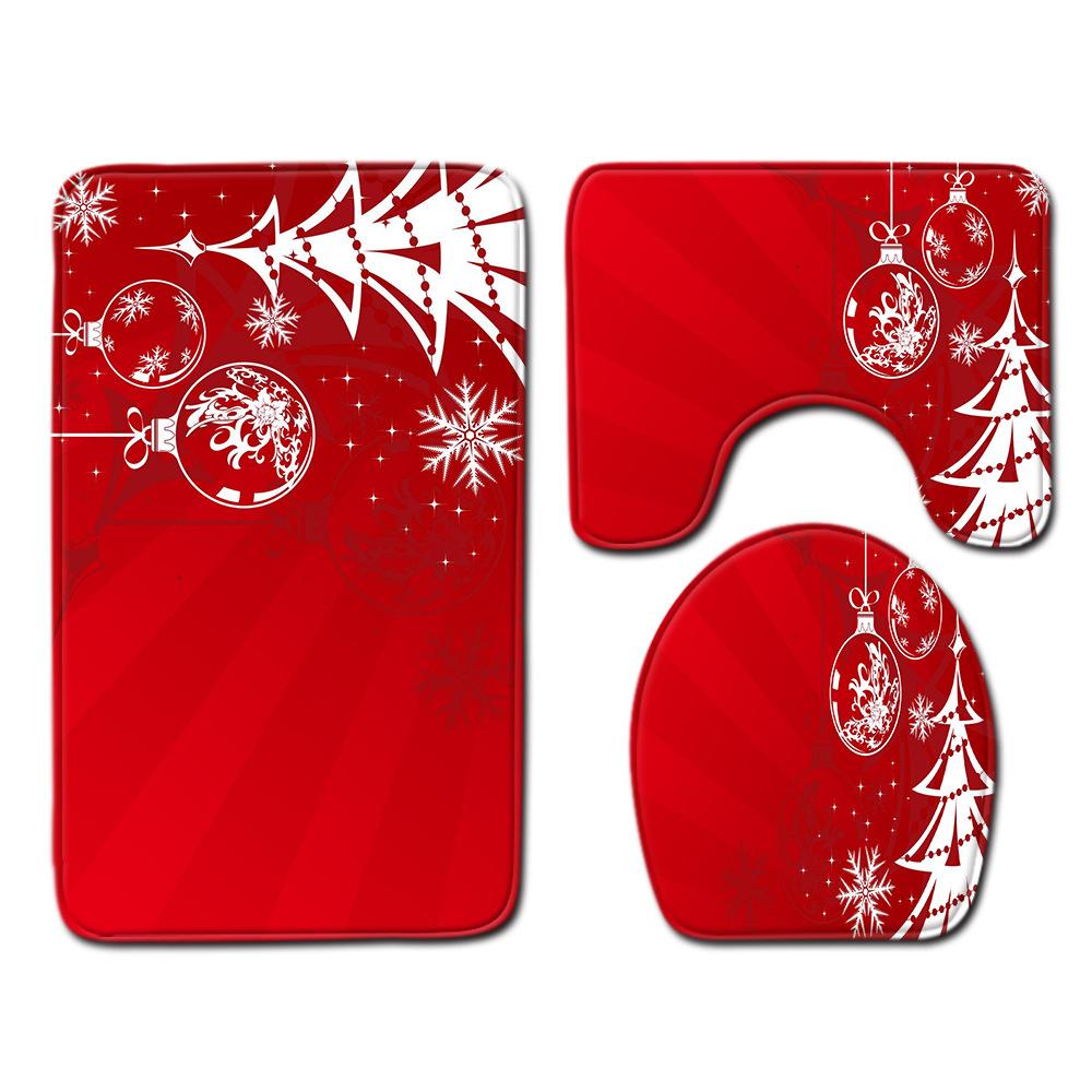 Christmas Bathroom Floor Mat Toilet Three-Piece Set