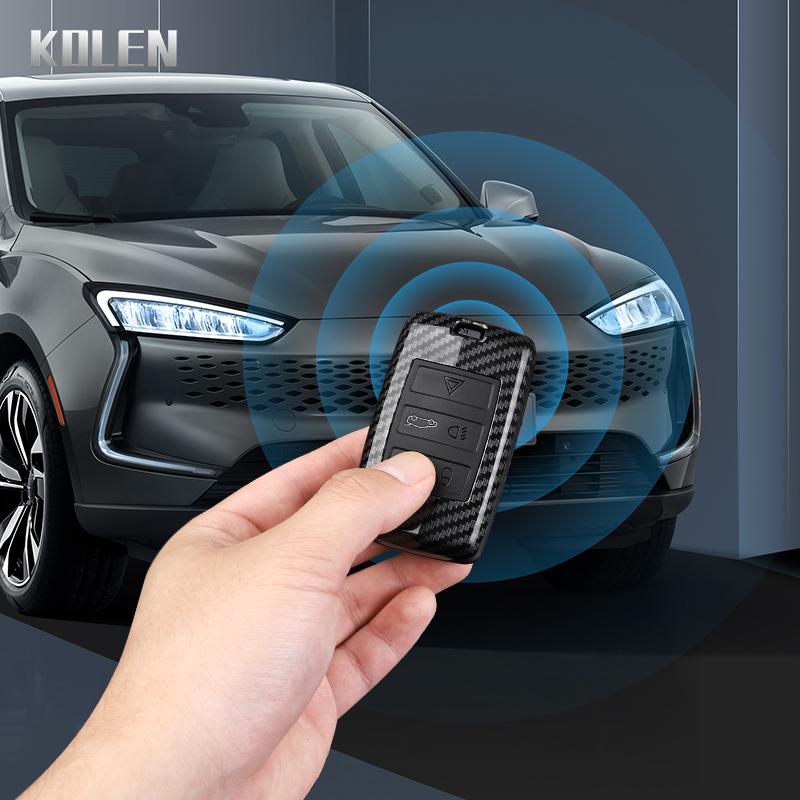 Custodia Cover Portachiavi Auto Stile Fibra di Carbonio ABS per Land Rover Range Rover Sport Evoque Velar Discovery Defender Jaguar Xe E-Pace Xf