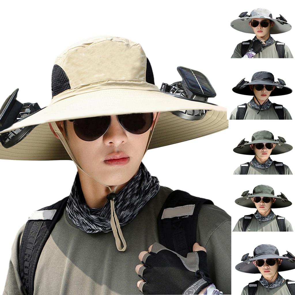 USB Rechargeable Fan Hat for Women Men Waterproof Solar Powered Fan Cap Sun Protective Hat Adult Cooling Fan Visor Hat