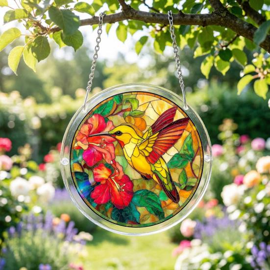 Acrylic Jigsaw Puzzle Suncatcher Colorful Stained Glass Style Sun Catcher DIY